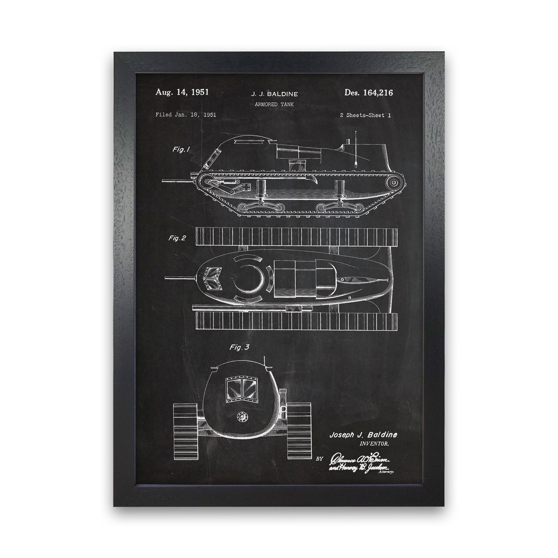 Armored Tank Patent Art Print by Jason Stanley Black Grain