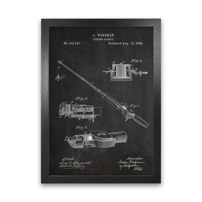 Fishing Rod Patent Art Print by Jason Stanley Black Grain