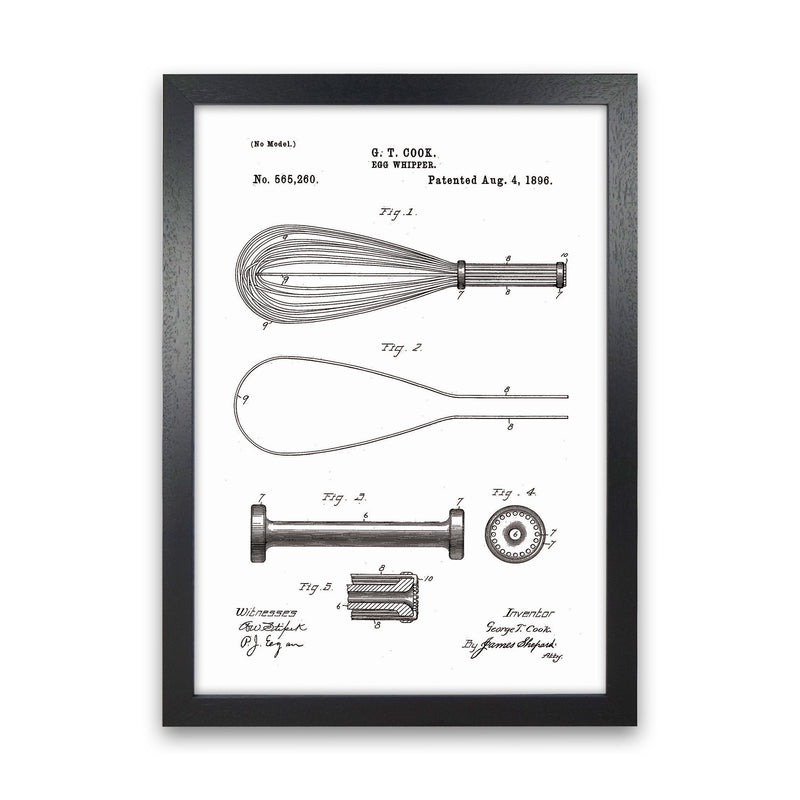 Egg Whipper Patent Art Print by Jason Stanley Black Grain