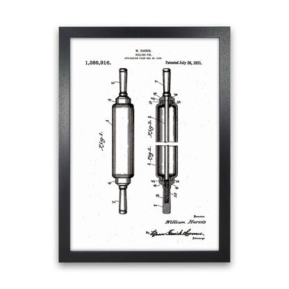 Rolling Pin Patent Art Print by Jason Stanley Black Grain