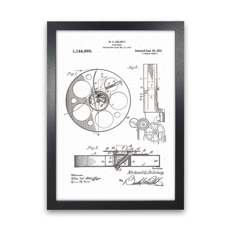 Film Reel Patent 2 Art Print by Jason Stanley Black Grain