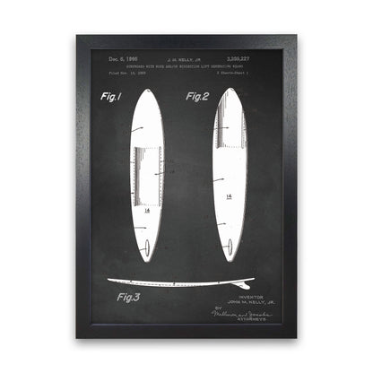 Surfboard Patent 1 Art Print by Jason Stanley Black Grain
