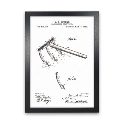 Garden Tool Patent Art Print by Jason Stanley Black Grain