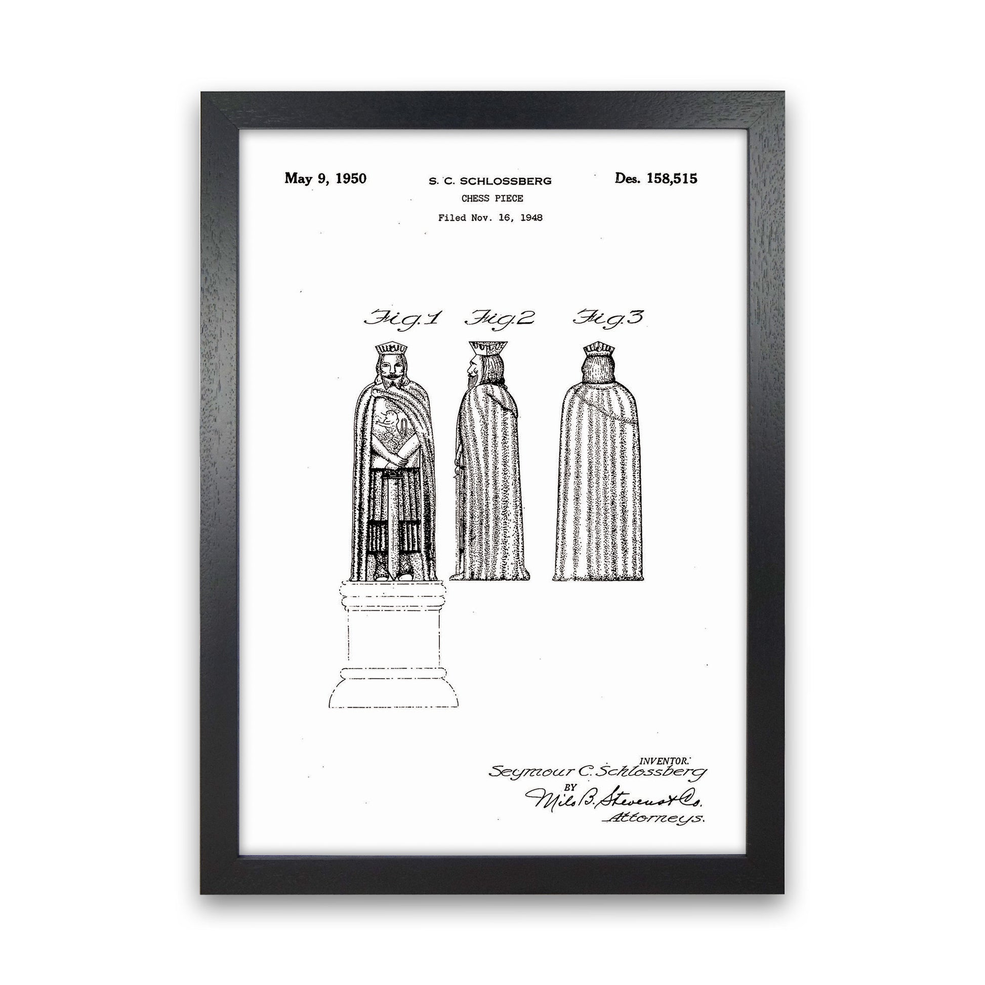 Chess Piece Patent Art Print by Jason Stanley Black Grain