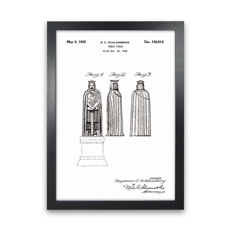 Chess Piece Patent Art Print by Jason Stanley Black Grain