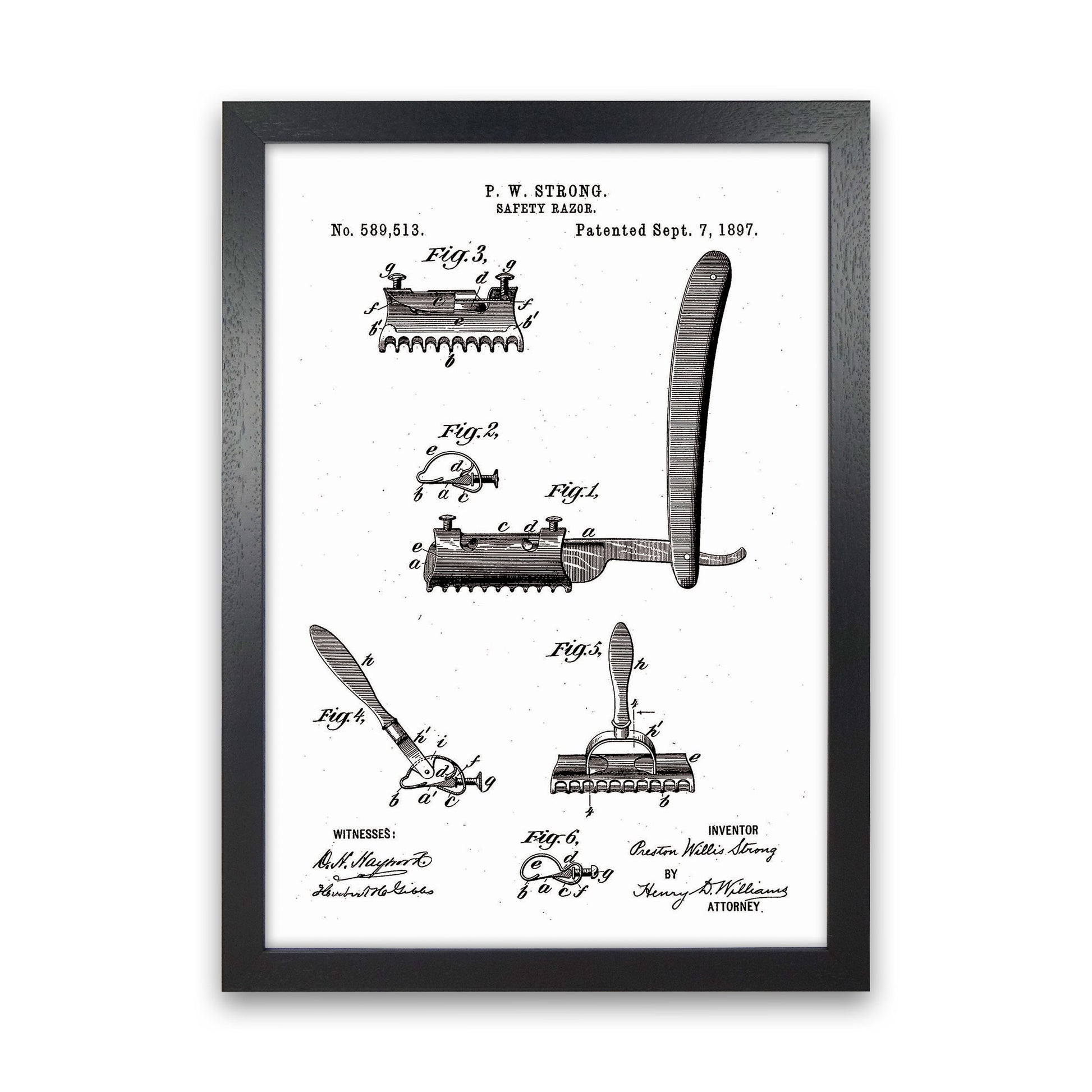 Safety Razor Patent Art Print by Jason Stanley Black Grain