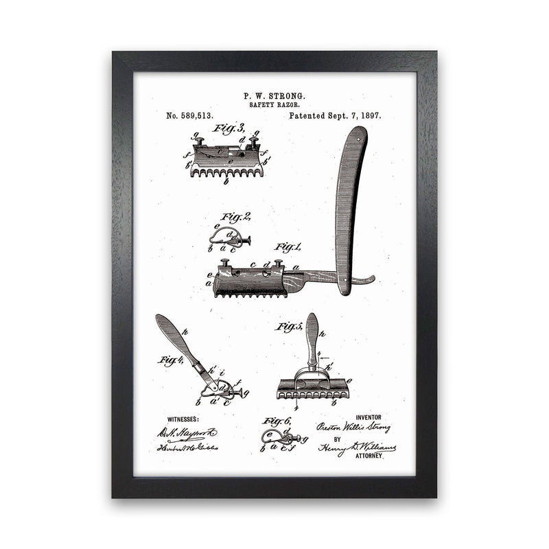 Safety Razor Patent Art Print by Jason Stanley Black Grain