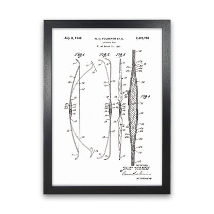 Archery Bow Patent Art Print by Jason Stanley Black Grain