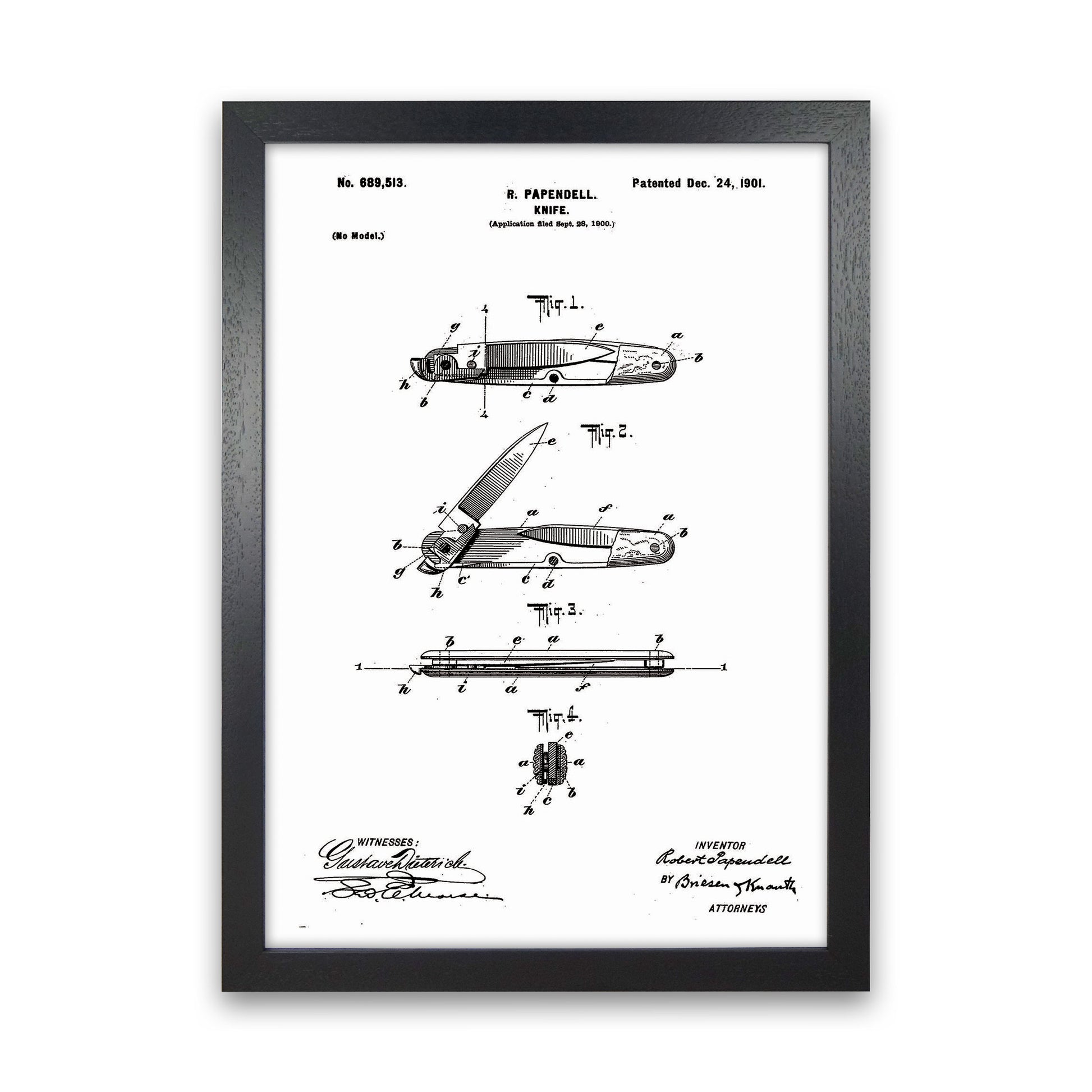 Pocket Knife Patent Art Print by Jason Stanley Black Grain