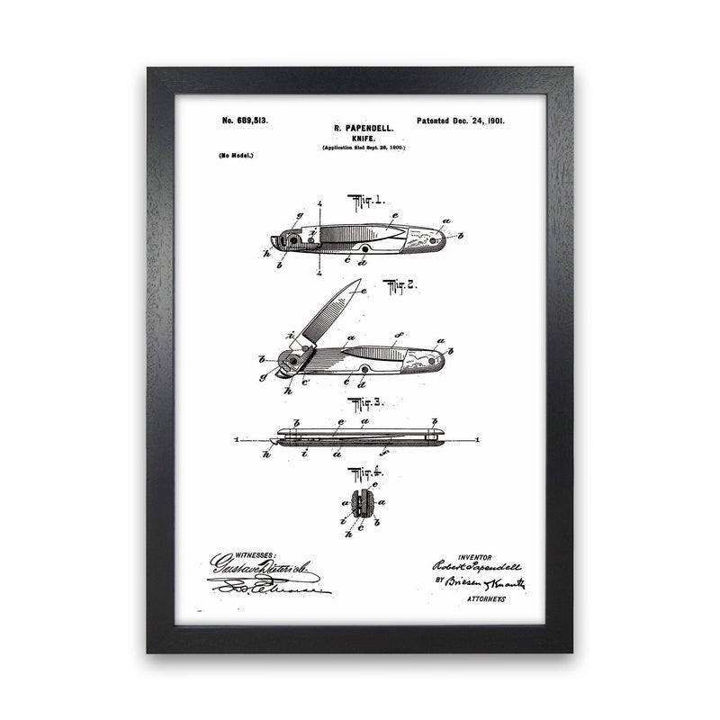 Pocket Knife Patent Art Print by Jason Stanley Black Grain