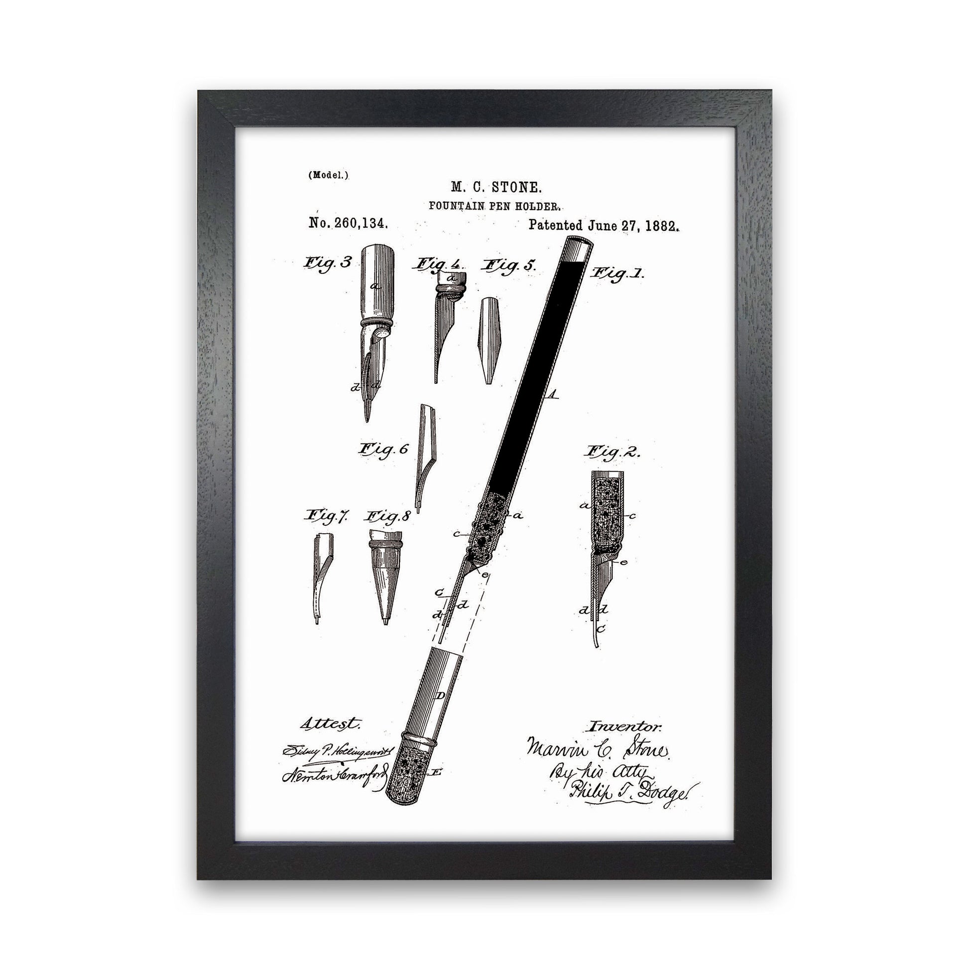 Fountain Pen Patent Art Print by Jason Stanley Black Grain