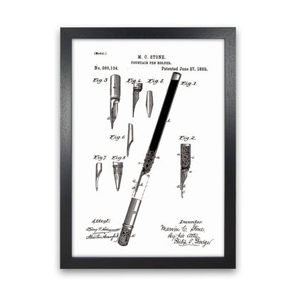 Fountain Pen Patent Art Print by Jason Stanley Black Grain