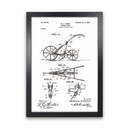 Garden Plow Patent Art Print by Jason Stanley Black Grain