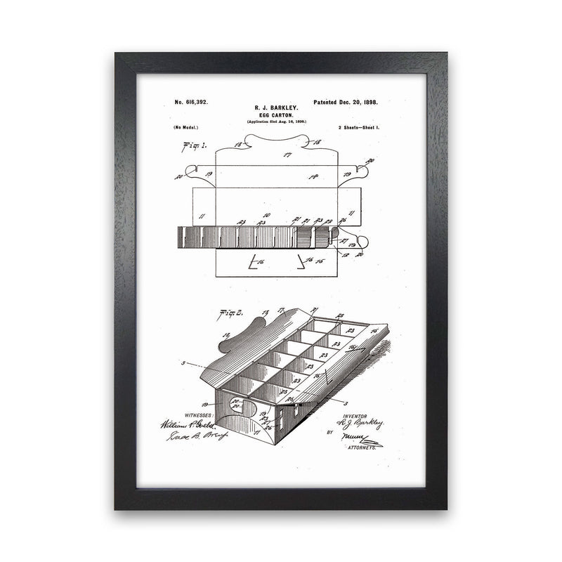 Egg Carton Patent Art Print by Jason Stanley Black Grain