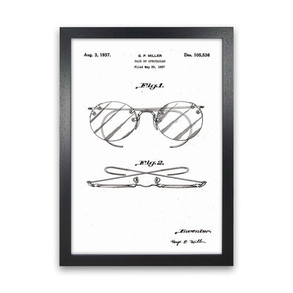 Spectacles Patent Art Print by Jason Stanley Black Grain