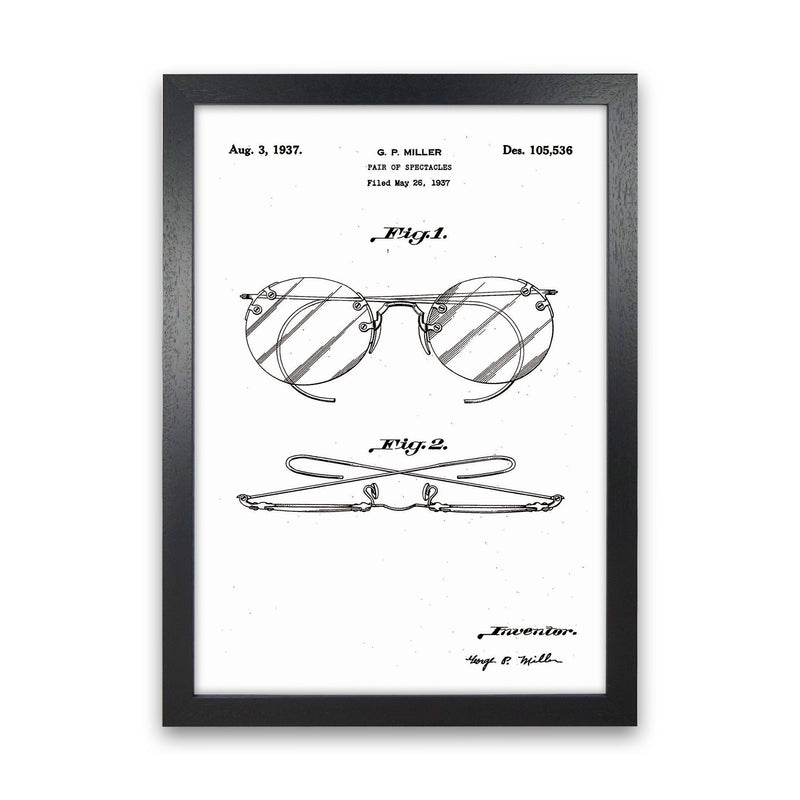 Spectacles Patent Art Print by Jason Stanley Black Grain