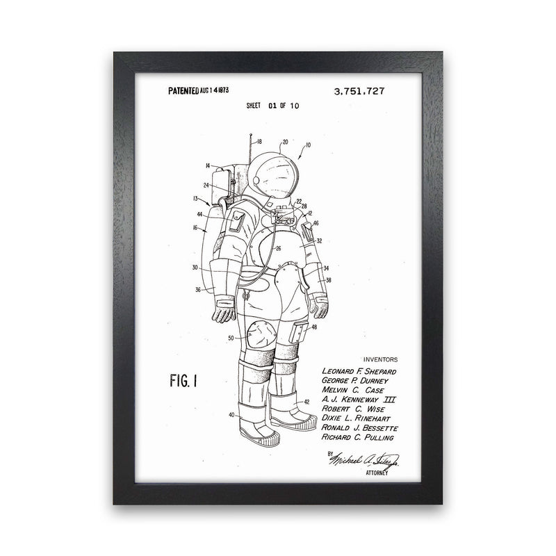 Spacesuit Patent Art Print by Jason Stanley Black Grain