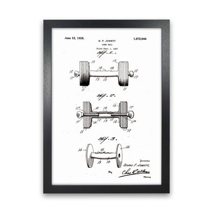 Dumb Bell Patent Art Print by Jason Stanley Black Grain