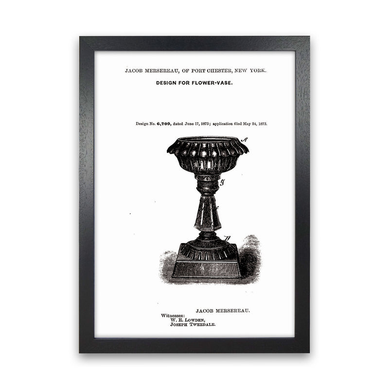 Flower Vase Patent Art Print by Jason Stanley Black Grain