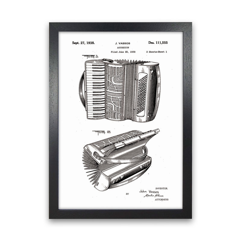 Accordian Patent Art Print by Jason Stanley Black Grain