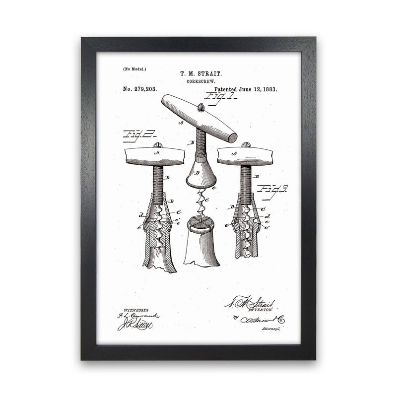 Corkscrew Patent Art Print by Jason Stanley Black Grain