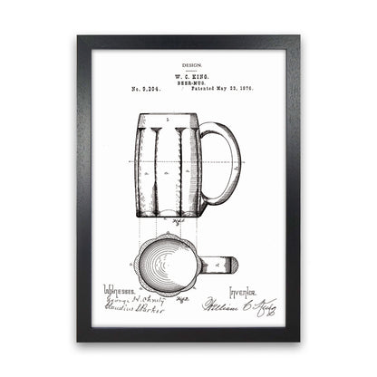 Beer Mug Patent 2 Art Print by Jason Stanley Black Grain