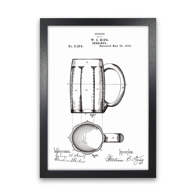 Beer Mug Patent 2 Art Print by Jason Stanley Black Grain