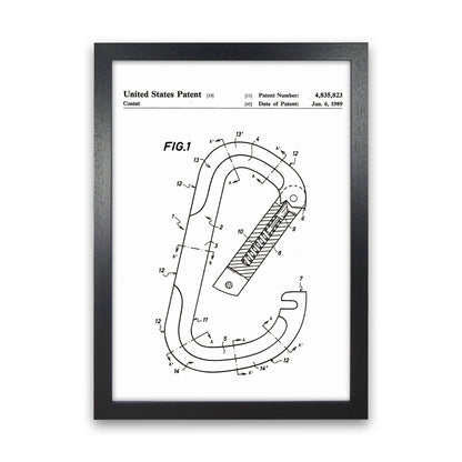Caribiner Patent Art Print by Jason Stanley Black Grain