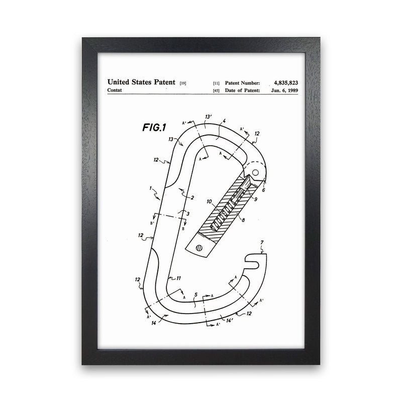 Caribiner Patent Art Print by Jason Stanley Black Grain