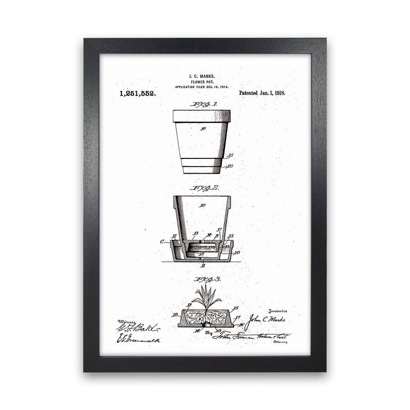 Flower Pot Patent Art Print by Jason Stanley Black Grain