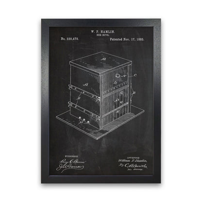 Bee Hive Patent Art Print by Jason Stanley Black Grain