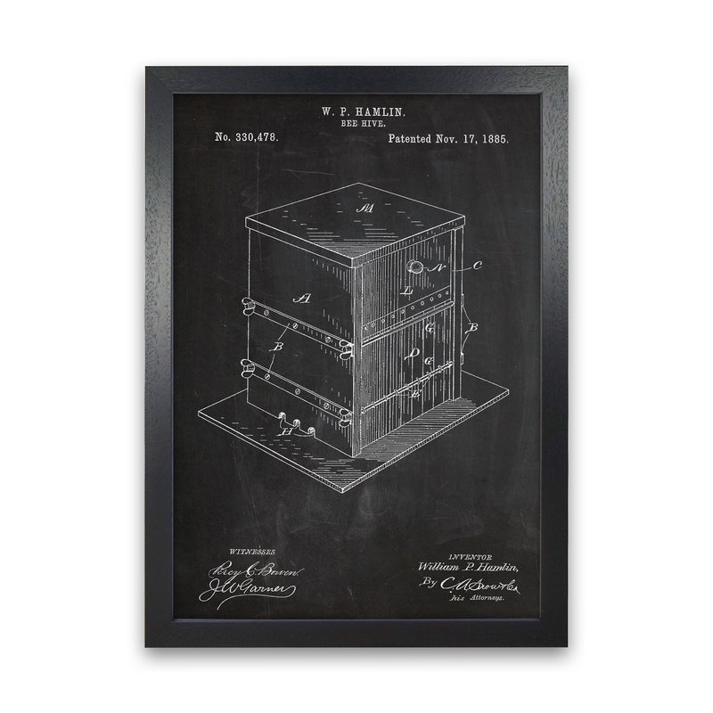 Bee Hive Patent Art Print by Jason Stanley Black Grain