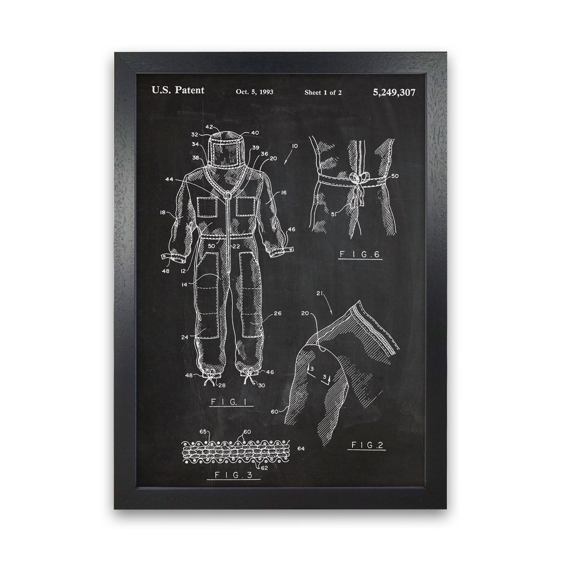 Bee Suit Patent Art Print by Jason Stanley Black Grain