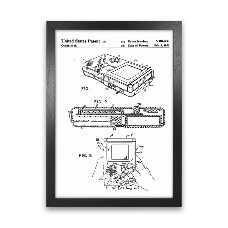 Gameboy Patent Art Print by Jason Stanley Black Grain
