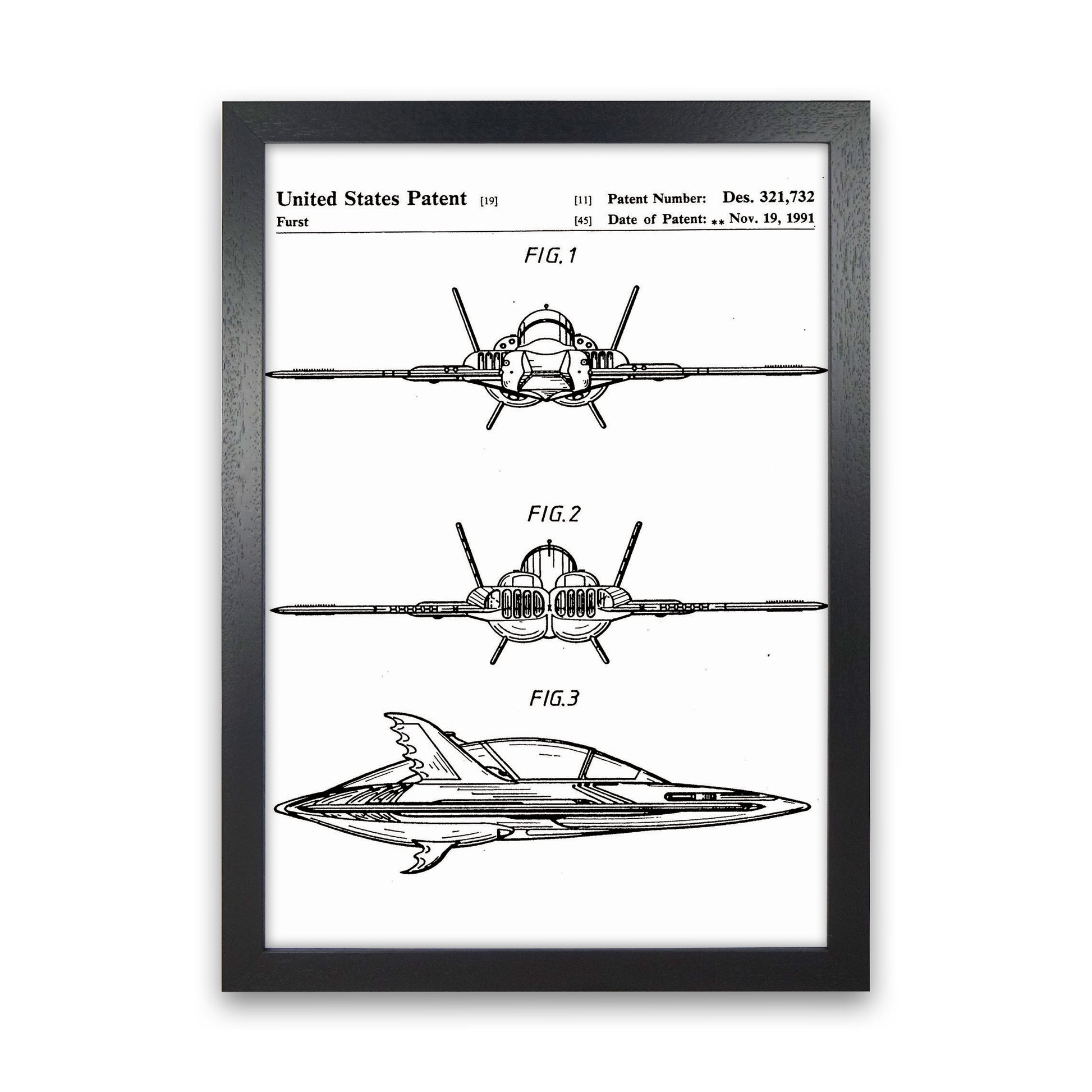 Batwing Patent Art Print by Jason Stanley Black Grain