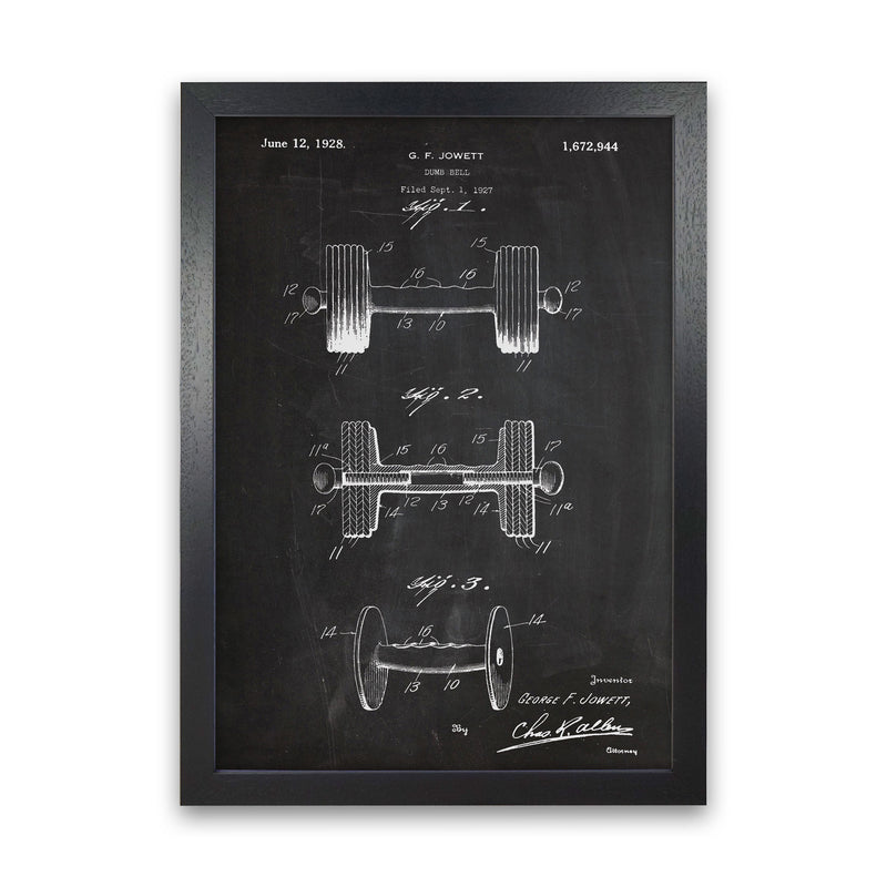 Dumbbell Patent Art Print by Jason Stanley Black Grain