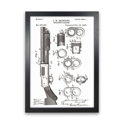 Shotgun Patent Art Print by Jason Stanley Black Grain