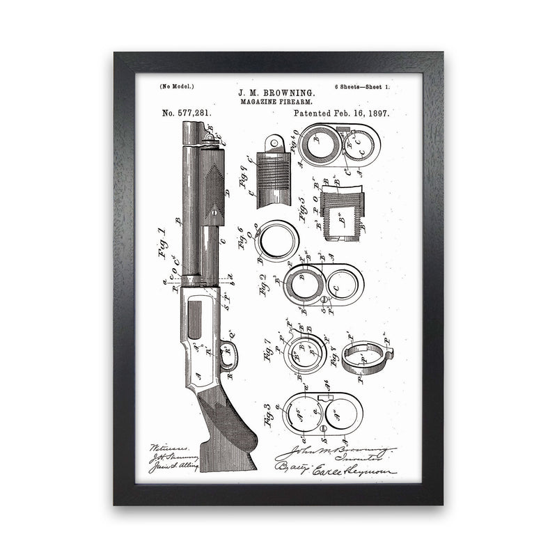 Shotgun Patent Art Print by Jason Stanley Black Grain
