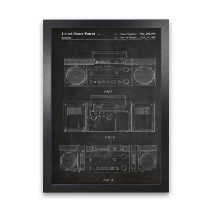 Boombox Patent Art Print by Jason Stanley Black Grain
