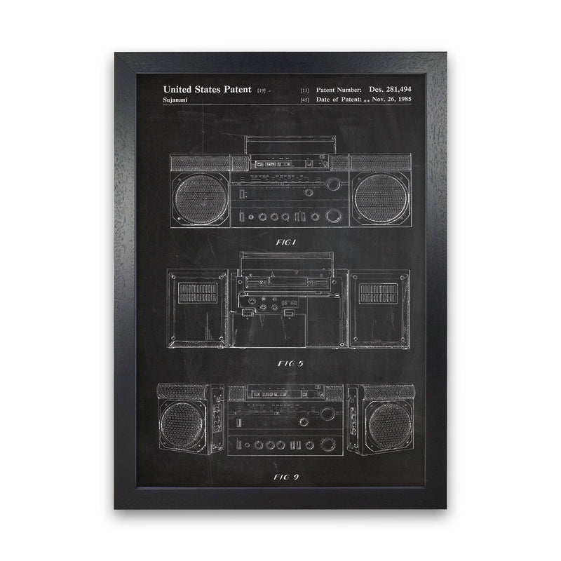 Boombox Patent Art Print by Jason Stanley Black Grain
