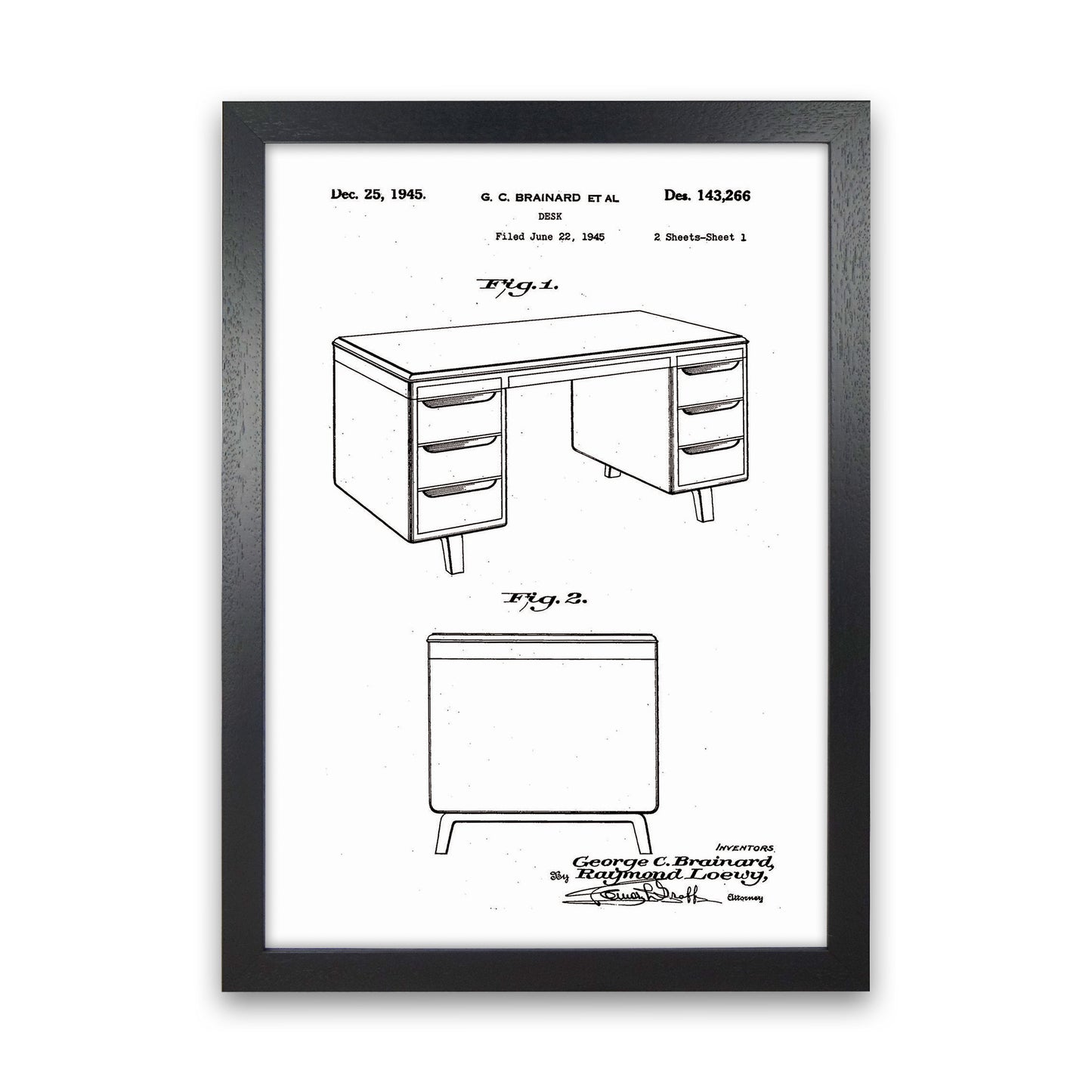 Desk Patent Art Print by Jason Stanley Black Grain