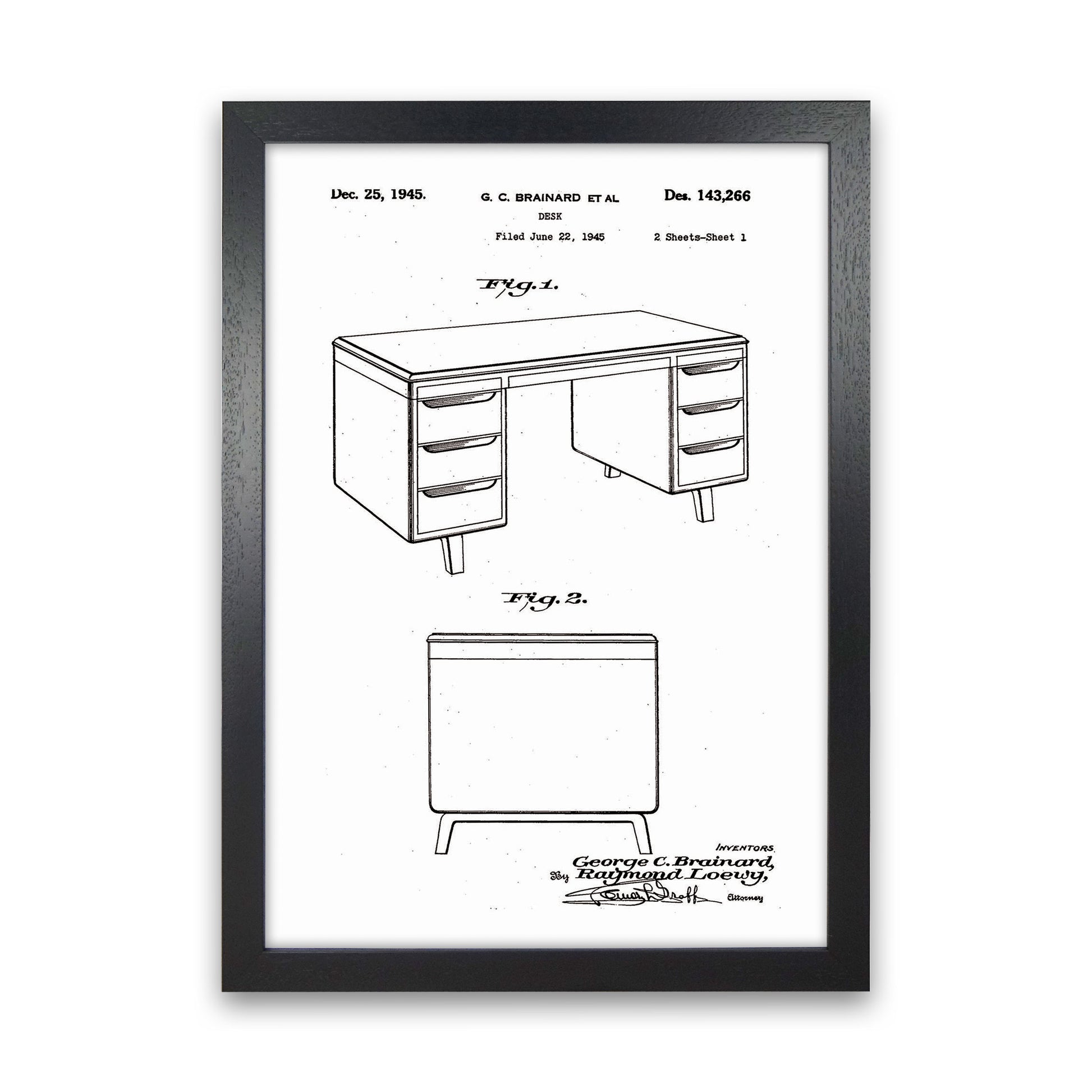 Desk Patent Art Print by Jason Stanley Black Grain