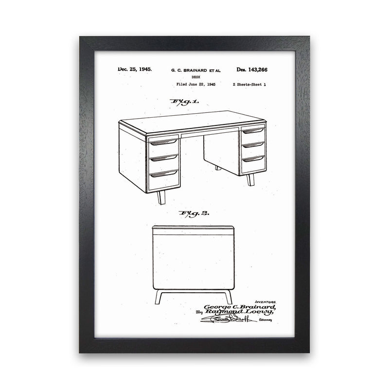 Desk Patent Art Print by Jason Stanley Black Grain