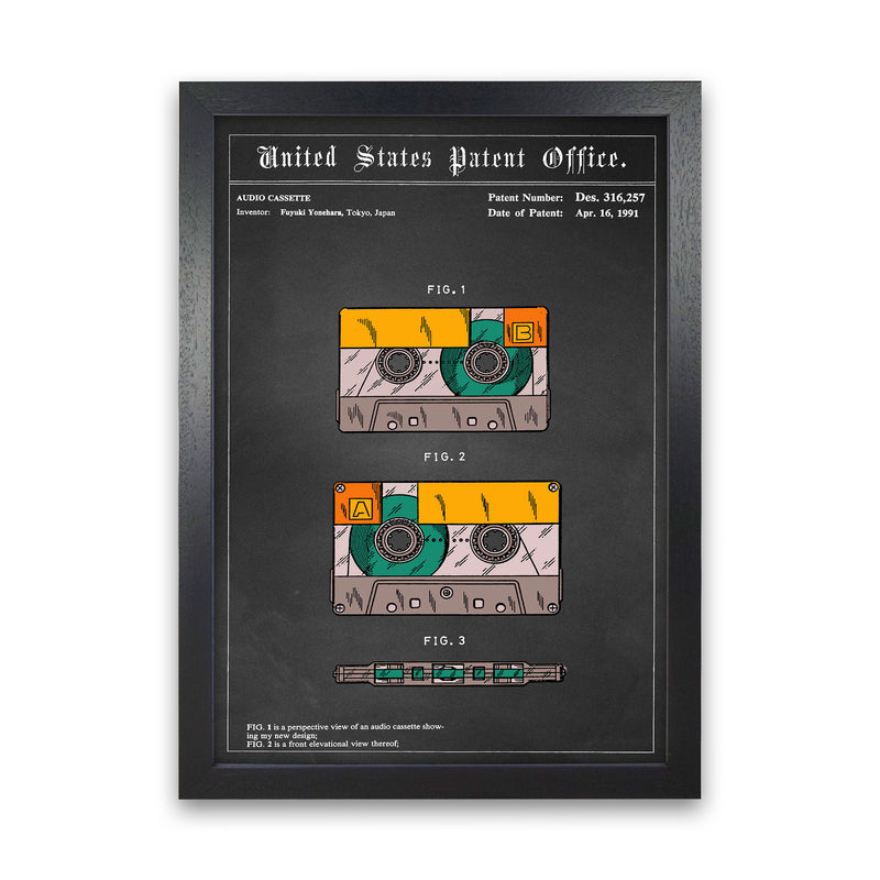 Casette Tape Art Print by Jason Stanley Black Grain
