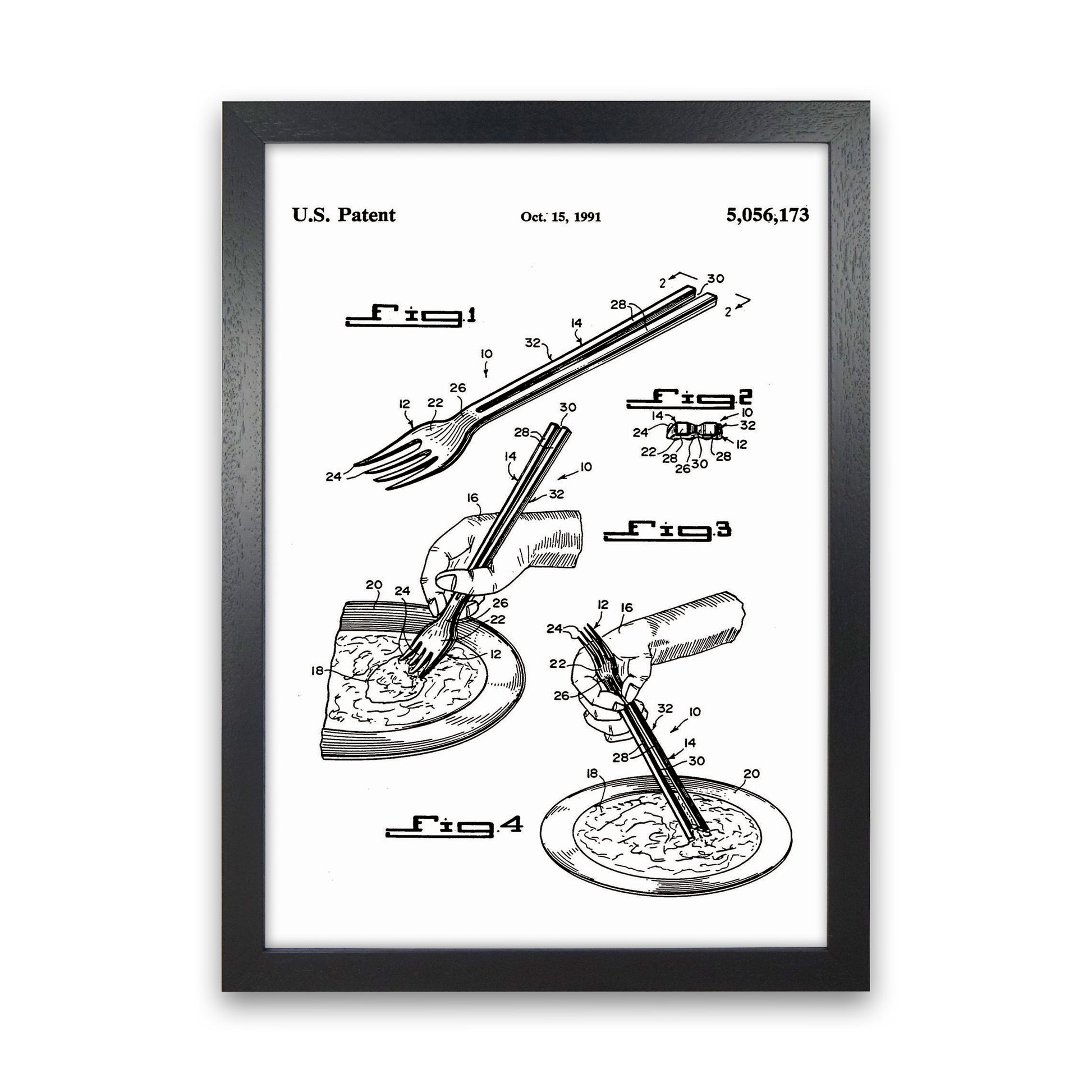 Fork Patent Art Print by Jason Stanley Black Grain