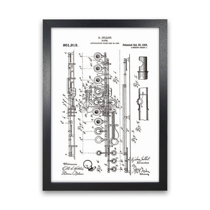 Flute Patent Art Print by Jason Stanley Black Grain