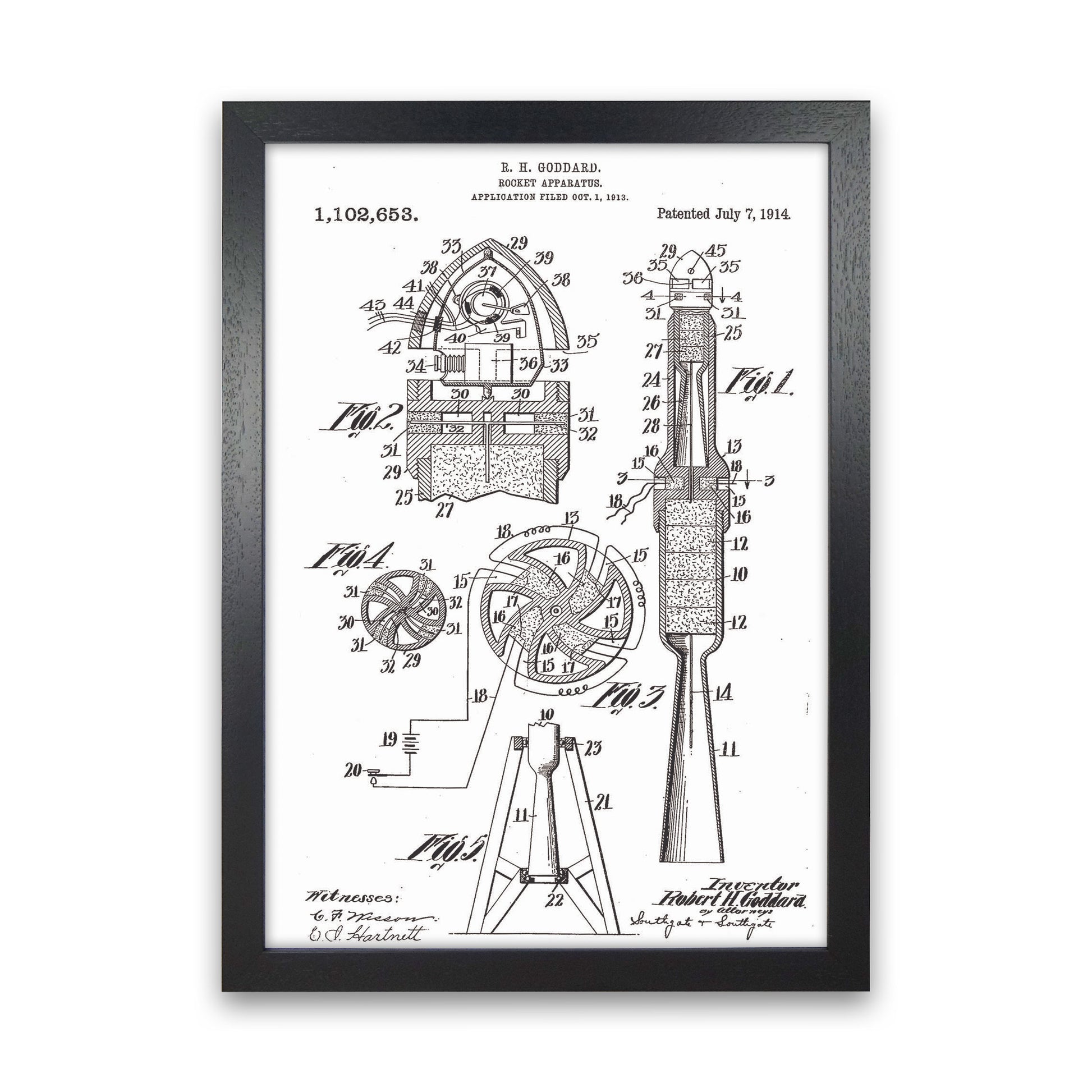 Rocket Patent Art Print by Jason Stanley Black Grain