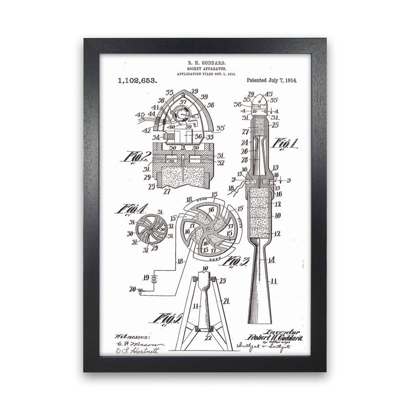 Rocket Patent Art Print by Jason Stanley Black Grain