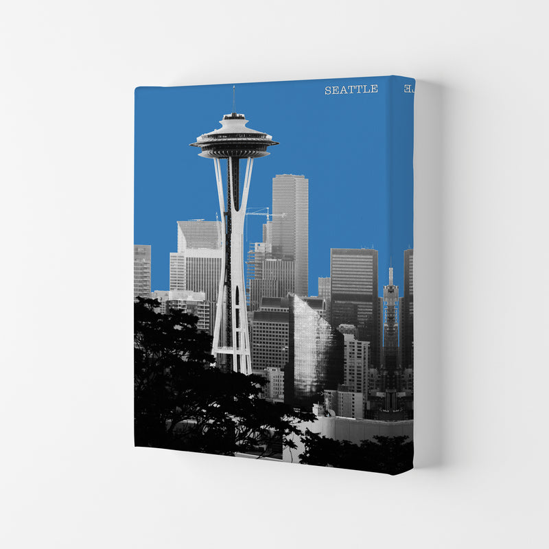 Halftone Seattle Blue Art Print by Jason Stanley Canvas