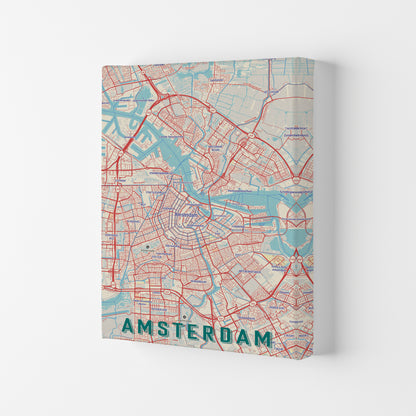 Retro Map - Amsterdam Art Print by Jason Stanley Canvas
